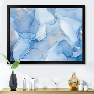 Encre liquide dans des tons de bleu clair I - Peinture sur toile