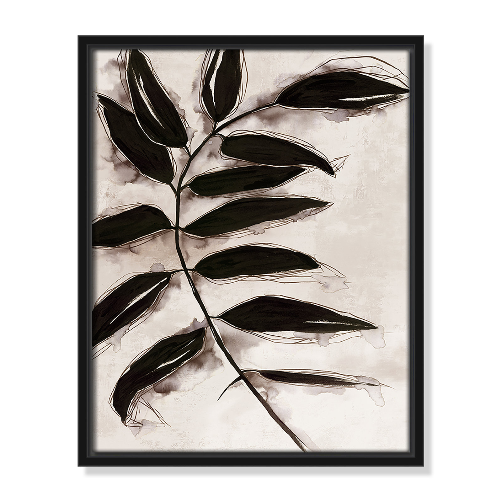 Leaves "Leaves II" Print, Black Framed, 15.5" H x 12.5" W x 2" D