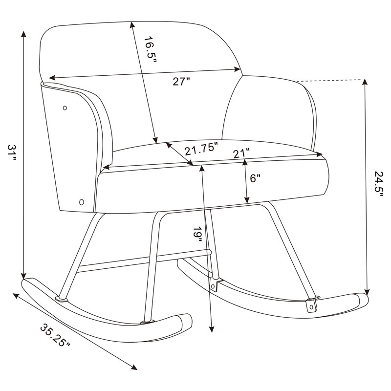 Chaise berçante rembourrée Valera, taupe