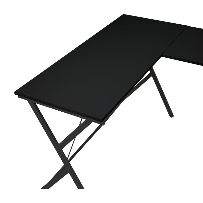 Bureau d'ordinateur en L avec bord biseauté - pour les espaces de travail compacts, Noir