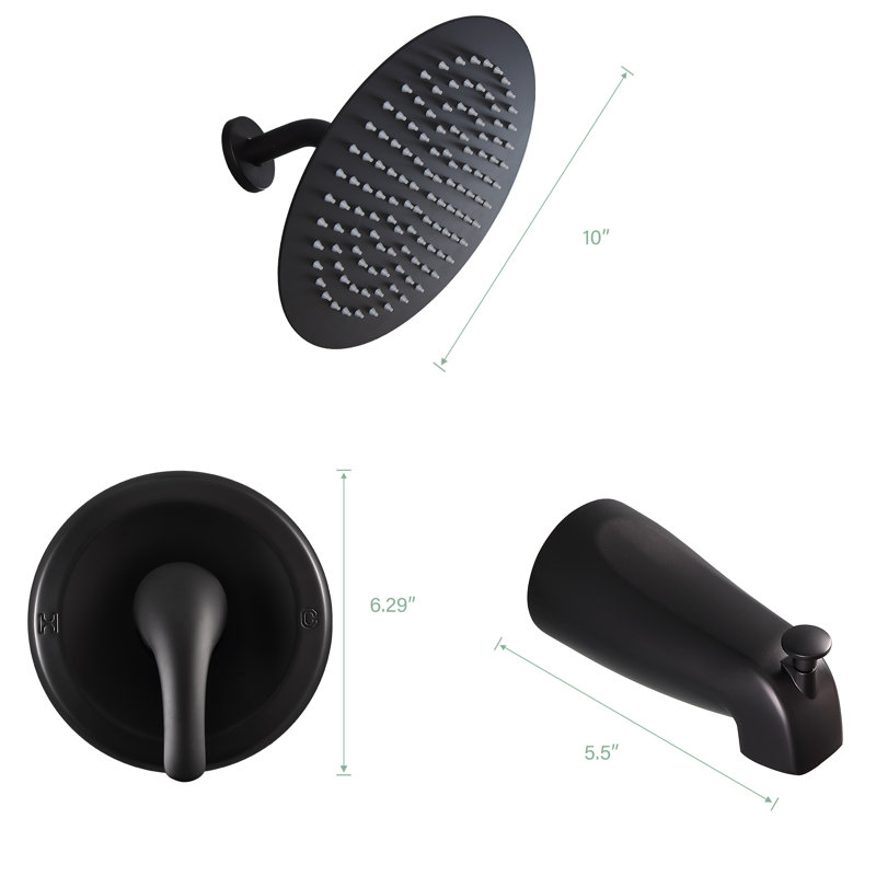 Système de douche complet avec valve brute, Noir mat