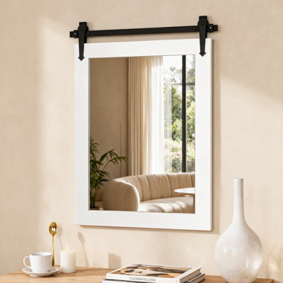 Rustic Farmhouse Solid Wood Accent Mirror Decorative Mirror Rectangle Bathroom Mirror Barn Wall Mirror