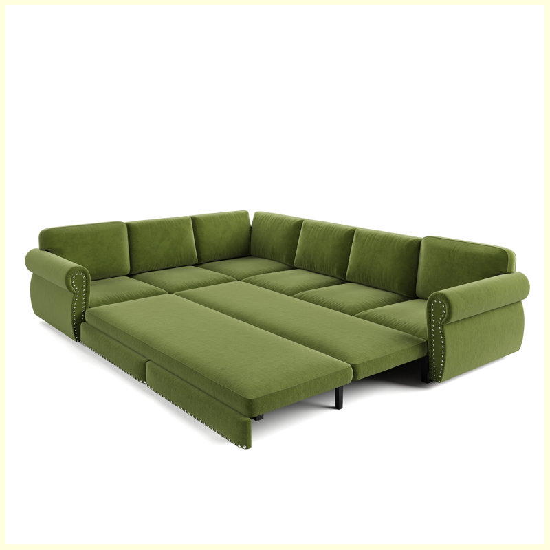 Canapé-lit en chenille convertible vert