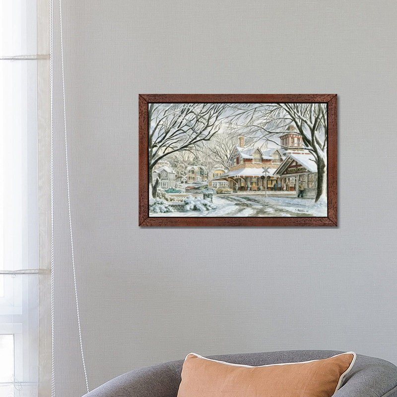 Waiting For The 4:15 by Stanton Manolakas - Print on Canvas, 101.6 cm H x 66.04 cm W, Brown Framed