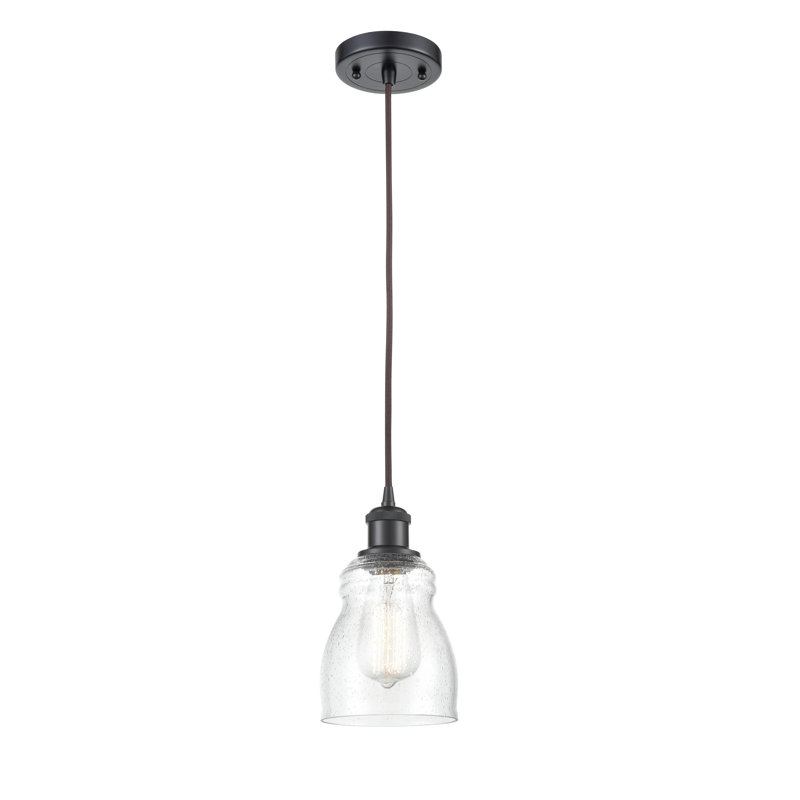 Luminaire suspendu en forme de cloche à 1 lumière Mauk, Ampoule DEL 6 watts Vinage, Grainé, Bronze huilé