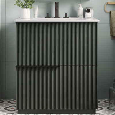 Bathroom Vanity with Ceramic Sink,Drawers,for Modern Elegance