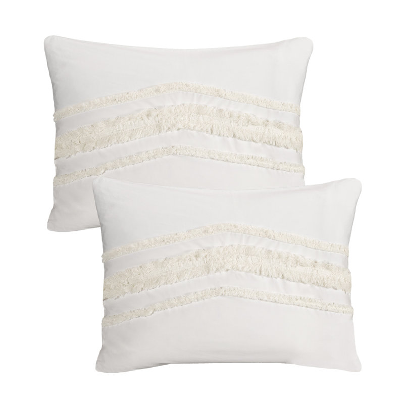 Ivory Cotton Bohemian Full Comforter Set with Fringe