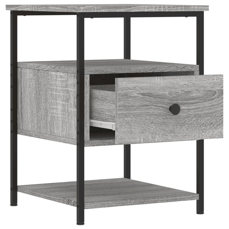 Agshin 40cm W Iron Bedside Table, Grey Sonoma, Individual