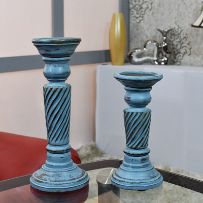 9'' H Wood Tabletop Candlestick
