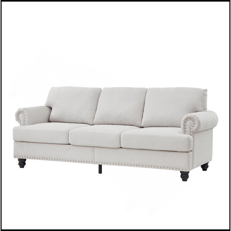 Canapé en tissu rembourré 83 po, Beige