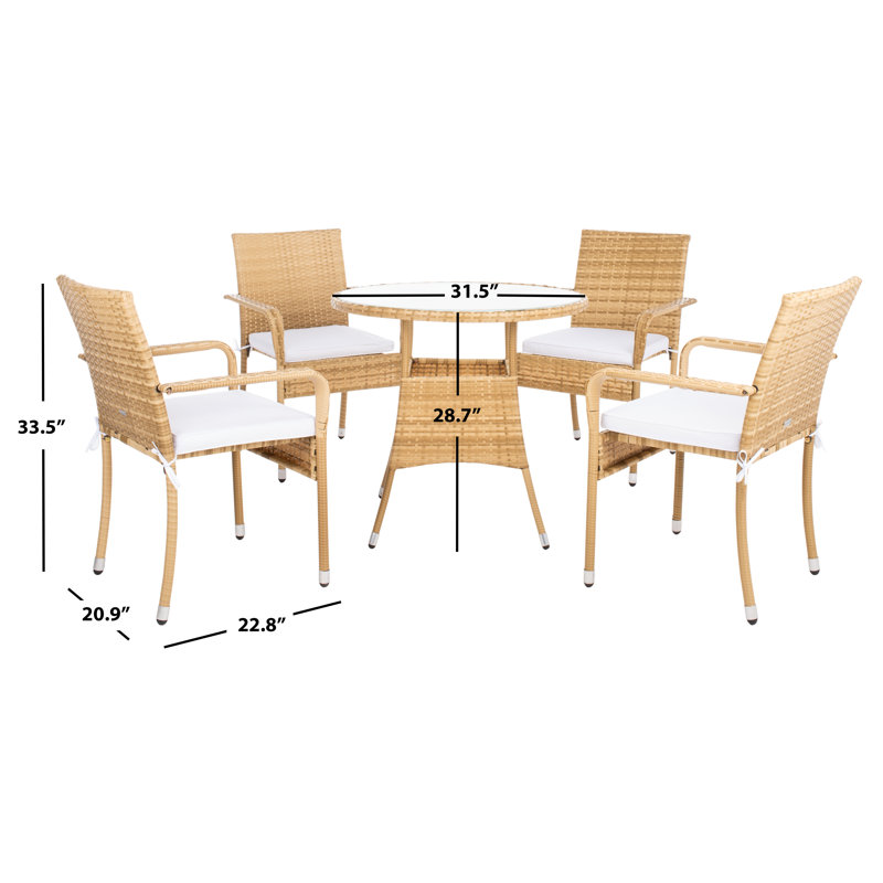 Laina 4 - Person Patio Dining Set with Round Table, Natural
