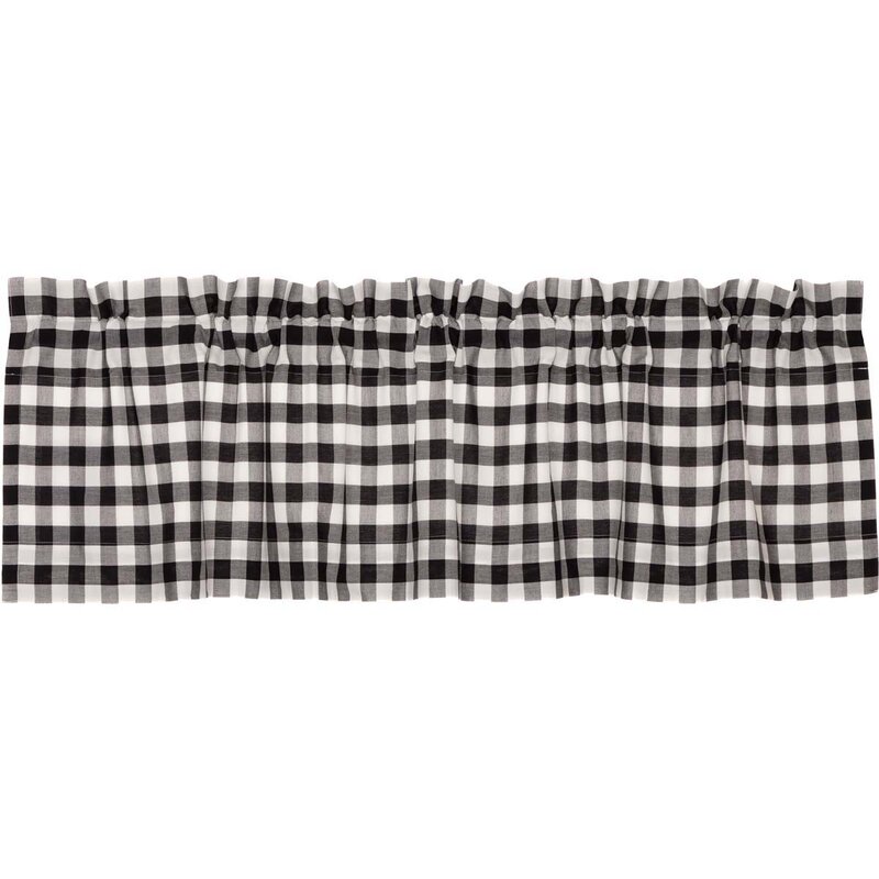 August Grove® Caulder Checkered Cotton Tailored Window Valance ...