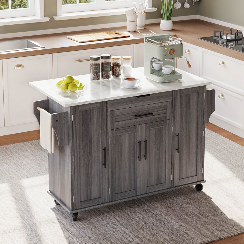 92 cm W Kitchen Island with Top, Grey
