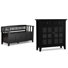 Acadian Solid Wood 48 Inch Wide Storage Bench And 36 Inch Wide Storage Cabinet In Black
