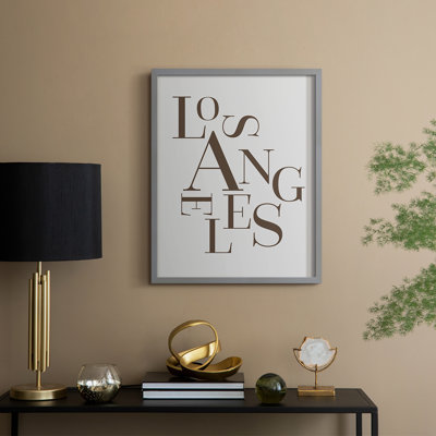 Neutral City Center Type III Framed Print - Solid Wood