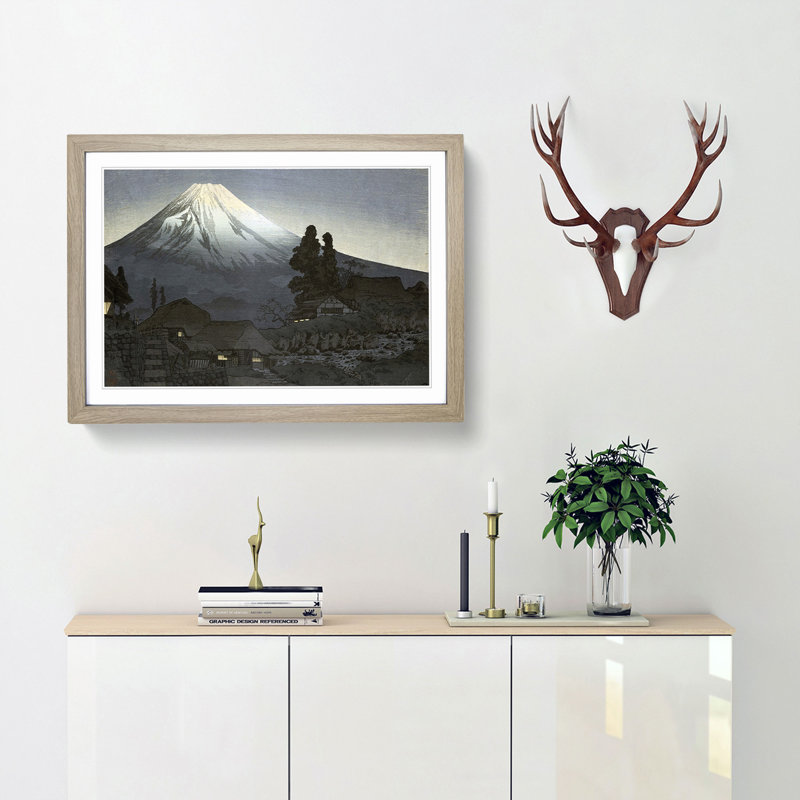 Mount Fuji from Mizukubo by Takahashi Shotei - Picture Frame Painting Print, 48cm H x 65cm W x 2cm D, Oak Framed