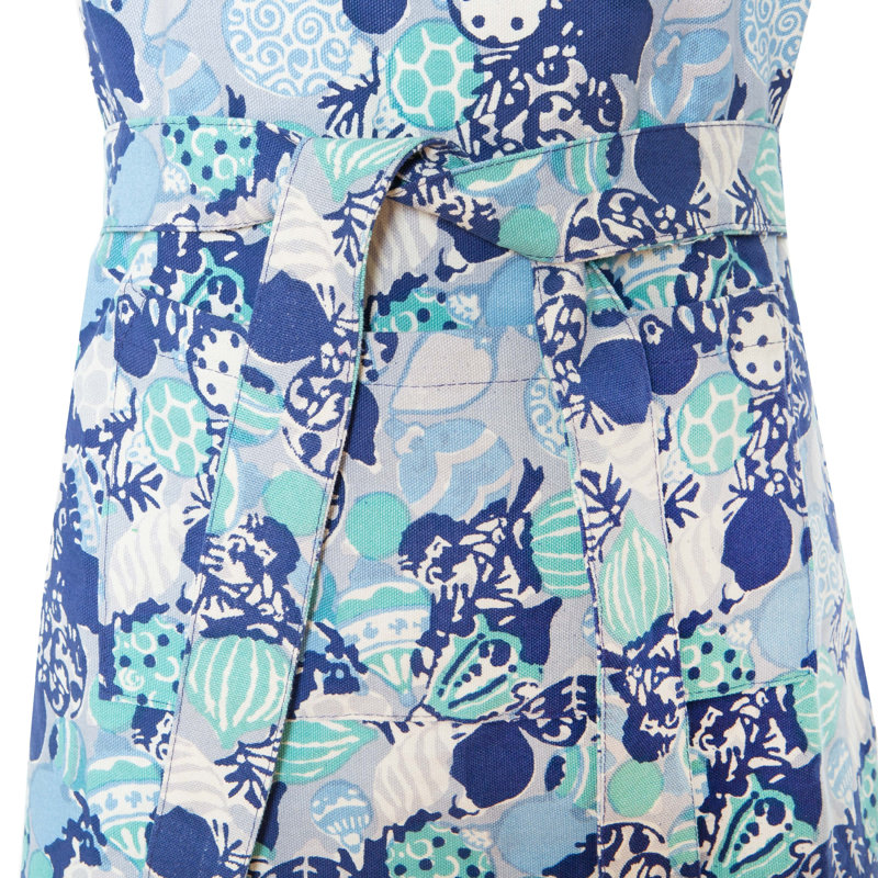 Ornaments 32" W x 36" L Apron, Blue/White