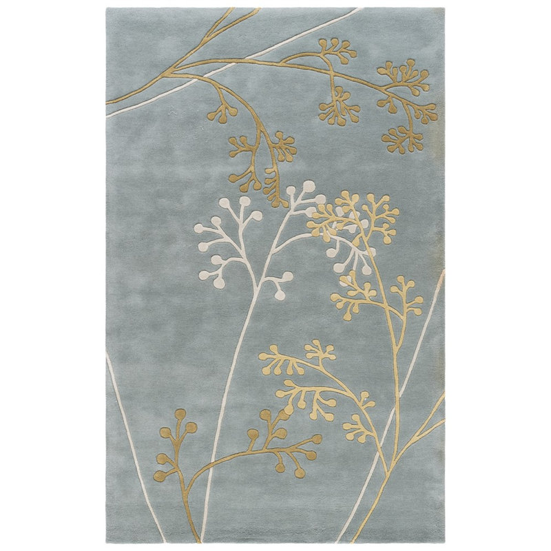 Avayah Hand Tufted Wool Floral Rug, Rectangle 5' x 8'
