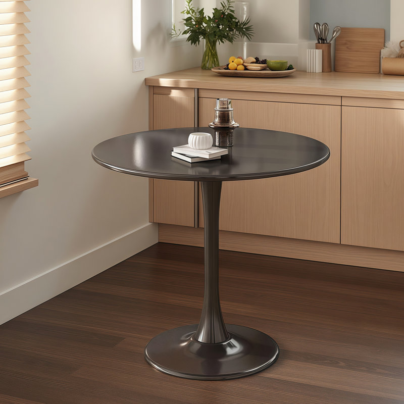 Table ronde, table de salle à manger moderne, plateau en panneau de fibres à densité moyenne et table tulipe ronde en acier, table basse de style Mid-Century pour salon 24 po, table de cuisine, table de salle à manger ovale