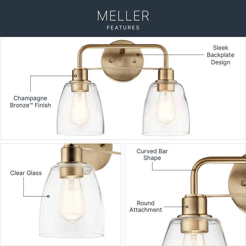 Meller 2 - Light Vanity Light, Champagne Bronze