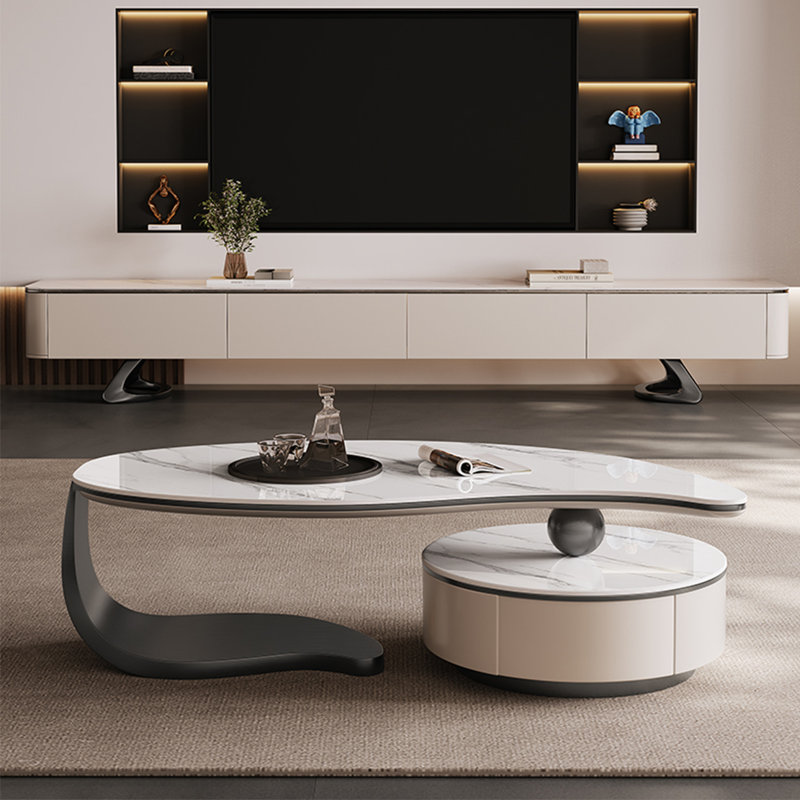 Table roche en forme de feuille, H 16,5 po x L 47,2 po x l 27,6 po, Gris titane