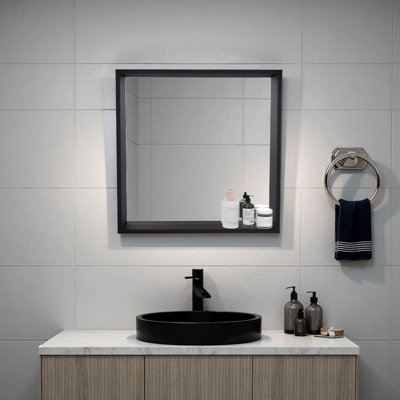 Wall - Mounted Bathroom Mirror Cabinet With Storage For Daily Essentials, 23.6X23.6X2.8 Inches, Minimalist Look Style Appearance