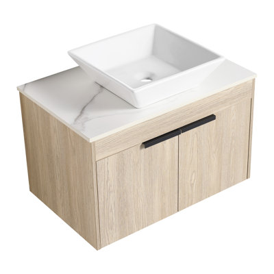 Meuble-lavabo moderne de 30 po avec lavabo en céramique et conception murale