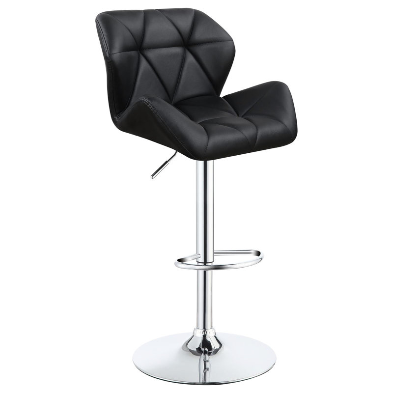 Tabourets de bar réglables de 2 - et noir avec revêtement en similicuir luxueux et base de tabouret gracieuse en métal, semblable à du cuir pour une salle à manger confortable