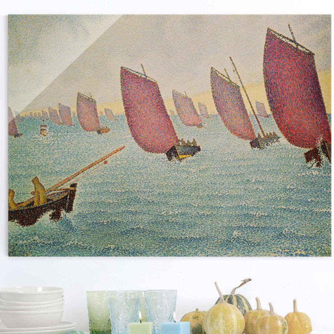 Glasbild-Regatta vor Concarneau von Paul Signac