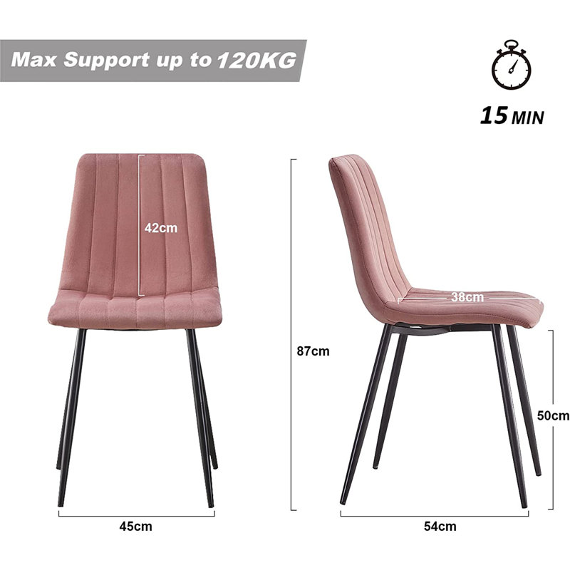 Aly 50cm H Upholstered Side Chair, Pink