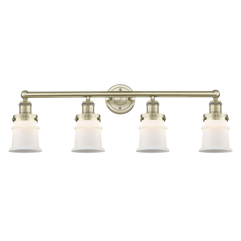 Cailen 4 - Light Dimmable Vanity Light, Matte White, Antique Brass
