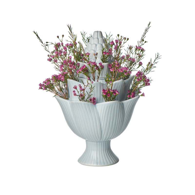 Vase de table en céramique 10 ", Bleu pâle