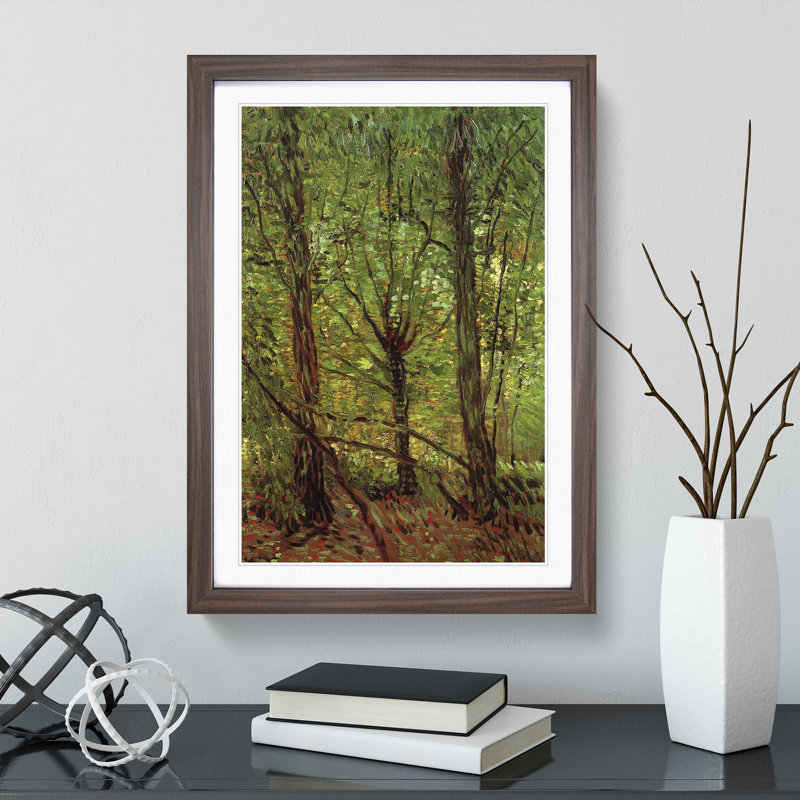 Trees and Undergrowth by Vincent Van Gogh - Picture Frame Painting, 48cm H x 36cm W x 2cm D, Walnut