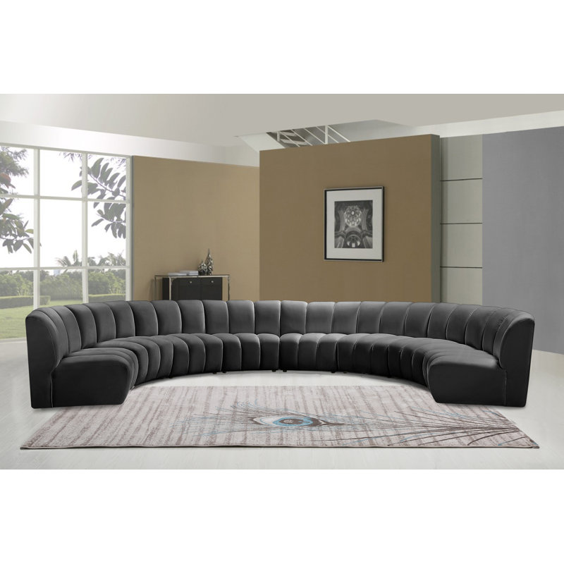 Canapé modulaire en velours Infinity, 8 pièces, Velours gris