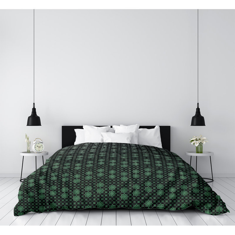 Housse de couette simple Katelyn Elizabeth, Housse de couette pour très grand lit, Microfibre, Vert foncé