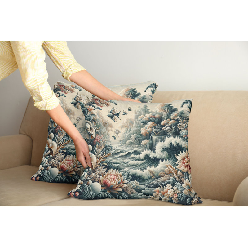 Blush and Dark Slate Blue Microfiber Reversible Throw Pillow Covers, Set of 2