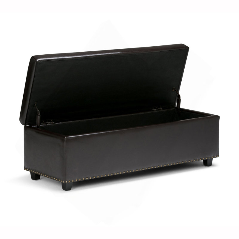 Repose-pieds avec rangement de 48 pouces de largeur, Faux Leather, Dark Brown
