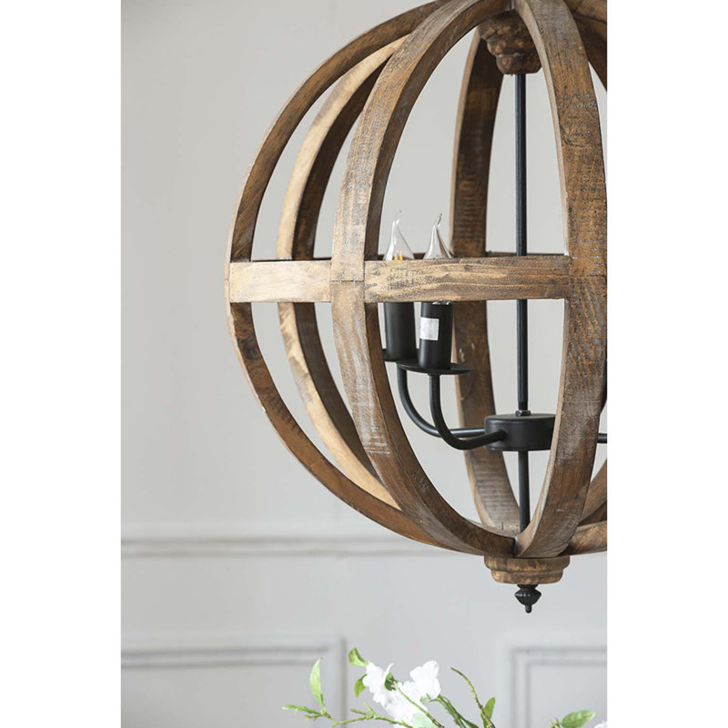 Sheilds 4 - Light Wood Globe Chandelier