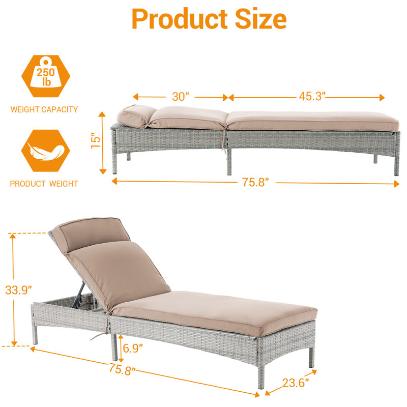 Fauteuil inclinable réglable pour l'extérieur, Sable