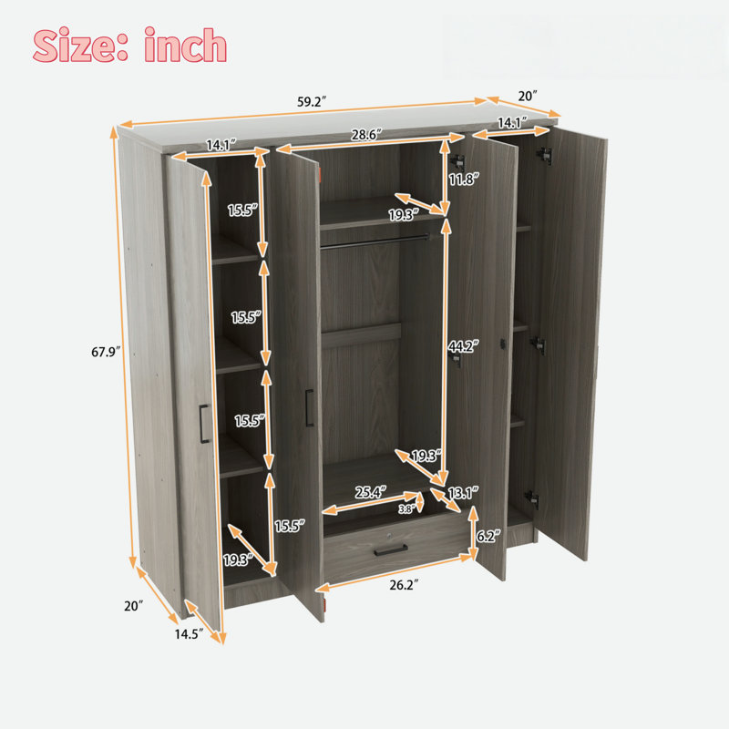 Armoire 4 portes avec 1 tiroir