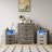  Ensemble de commode 3 pièces - commode 4 tiroirs et deux tables de chevet 2 tiroirs avec station de charge, gris délavé