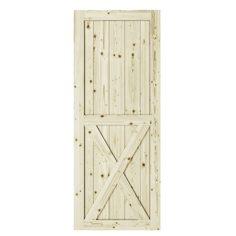 84'' Solid Wood Paneled Unfinished without Installation Hardware Kit Barn Door, 42" x 84"