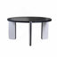 32,68 po et 16,93 po, table basse, table d'appoint, table d'appoint, table d'appoint avec placage en chêne noir, panneau de fibres à densité moyenne de 25 mm pour le salon, la salle à manger et la chambre à coucher, pieds en pierre frittée blanc + noir, 83 + 43 cm de diamètre