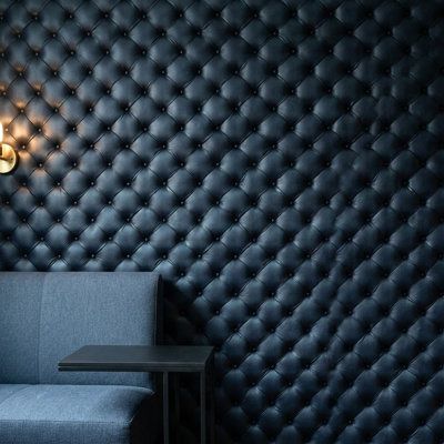 Tufted Leather Wallpaper Diamond Quilted Buttoned Upholstery Wall Mural