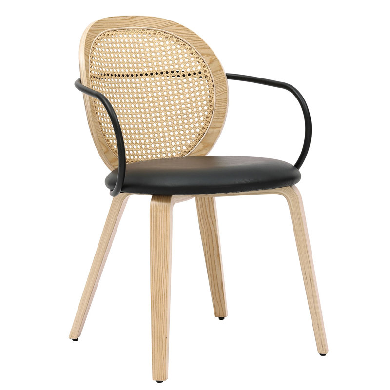 Ensemble de 2 chaises de salle à manger Suhaila en chêne clair et noir, Naturel