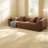 Spacious Sofas, Flannel Fabric Wood Frame, Modern Camel Couch for Home