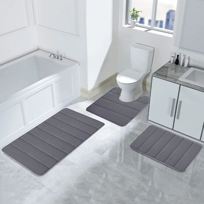 Ensemble de tapis de salle de bain 3 pièces, tapis de bain en mousse ultra douce, tapis de bain antidérapant, tapis de bain à séchage rapide