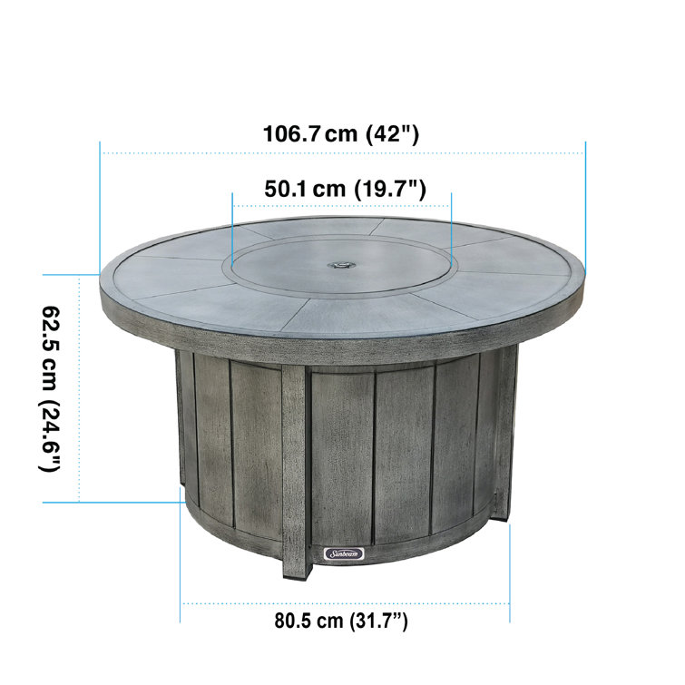 Sunbeam Round Ceramic Top Aluminum Propane/Natural Gas Fire table