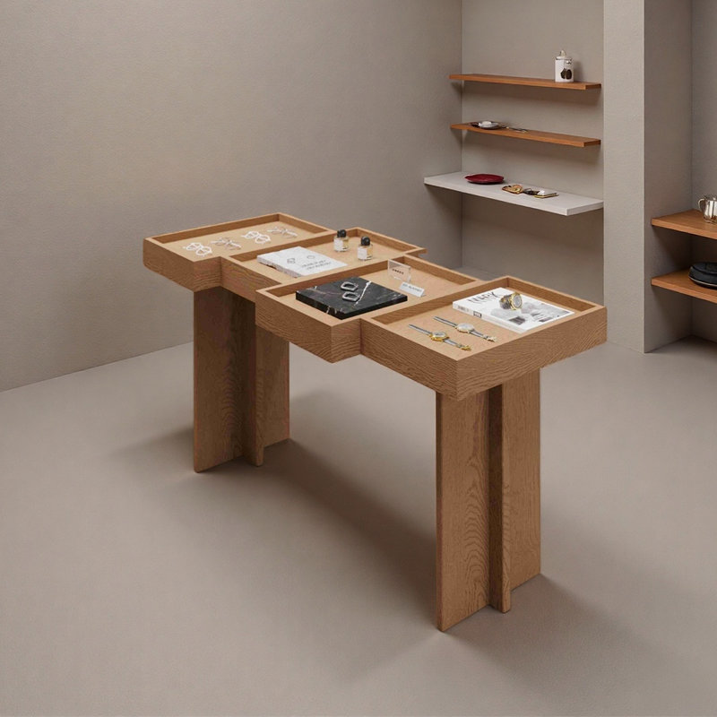 Présentoir en bois décalé, H 31,5 po x l 51,18 po x P 27,56 po