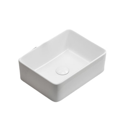Lavabo rectangulaire en céramique, lavabo de salle de bain à petit bol 16 po x 12 po, lavabo de comptoir d'art